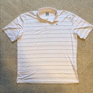 Men's Callaway White Striped Polo Shirt